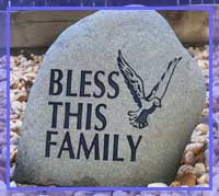 engraved stone, bless this family
