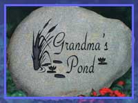 engraved river stone garden stone